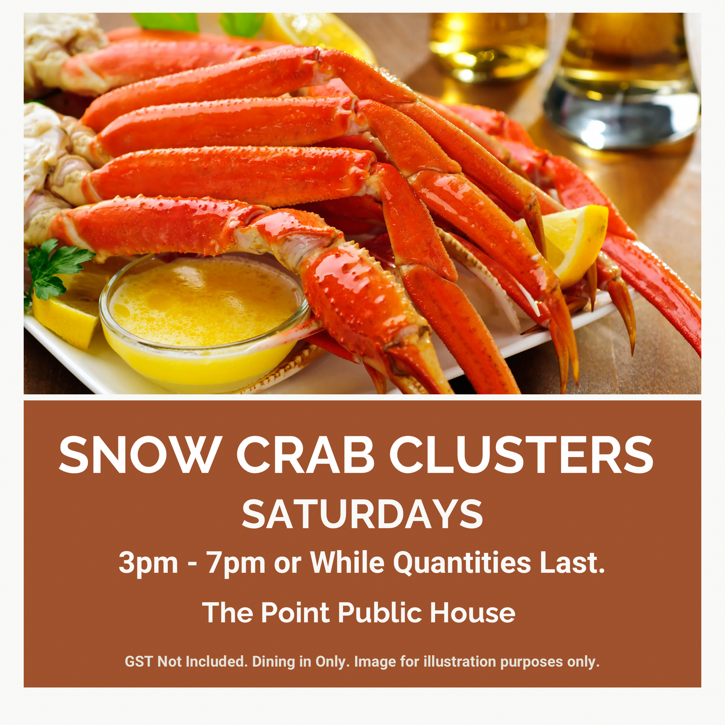 The Point Public House. Crab Clusters Special $7.95 Each.