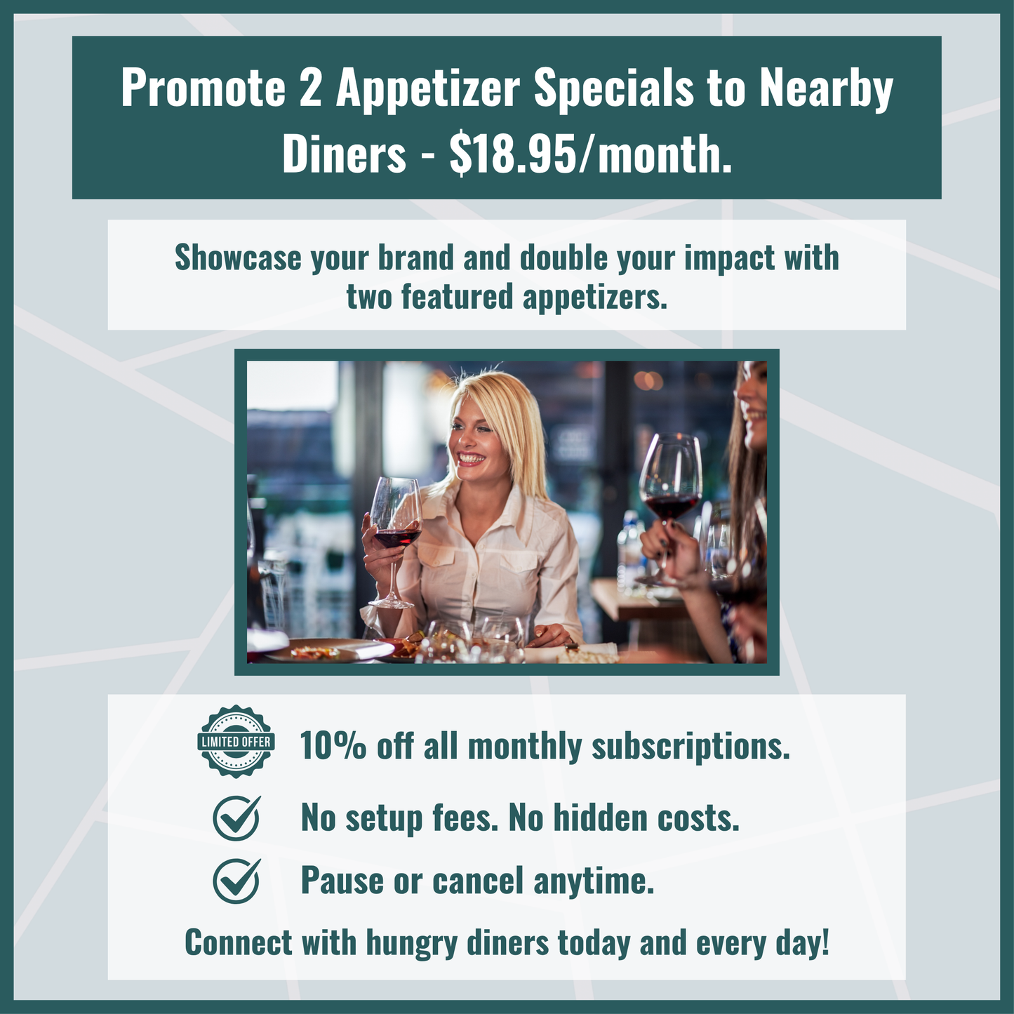 2. Monthly Subscription For Marketing For 2 Appetizer Specials.