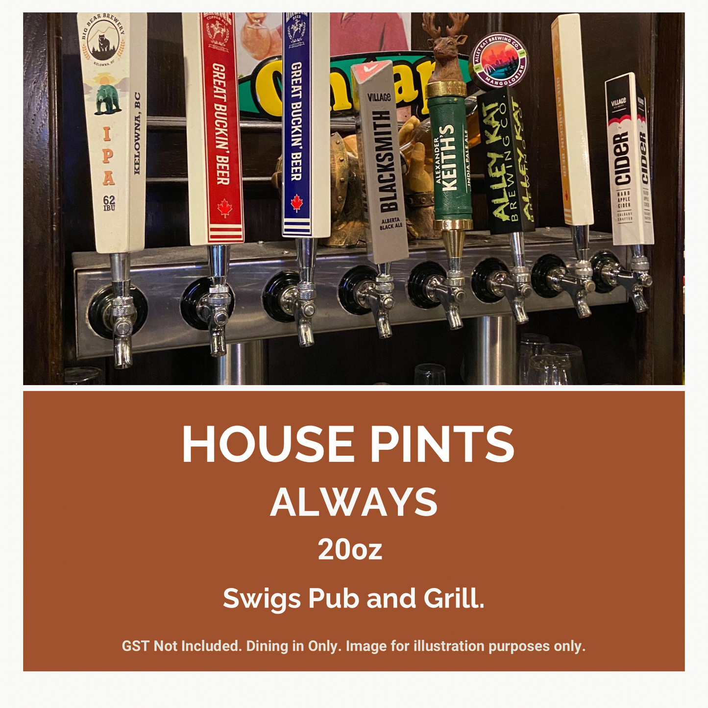 Swigs Pub and Grill. Draught Beer Special $5.50