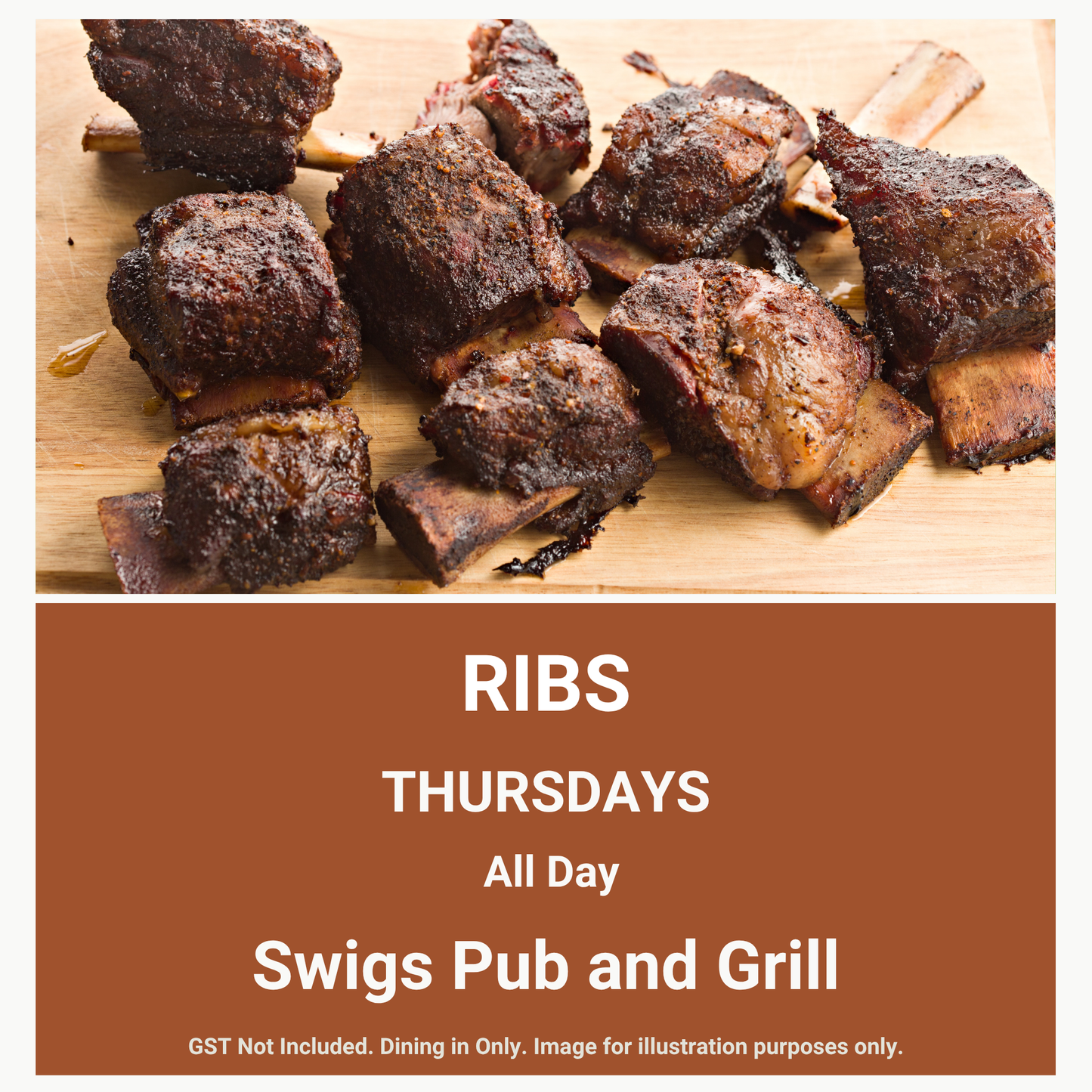 Swigs Pub & Grill Thursday Pork Ribs Special