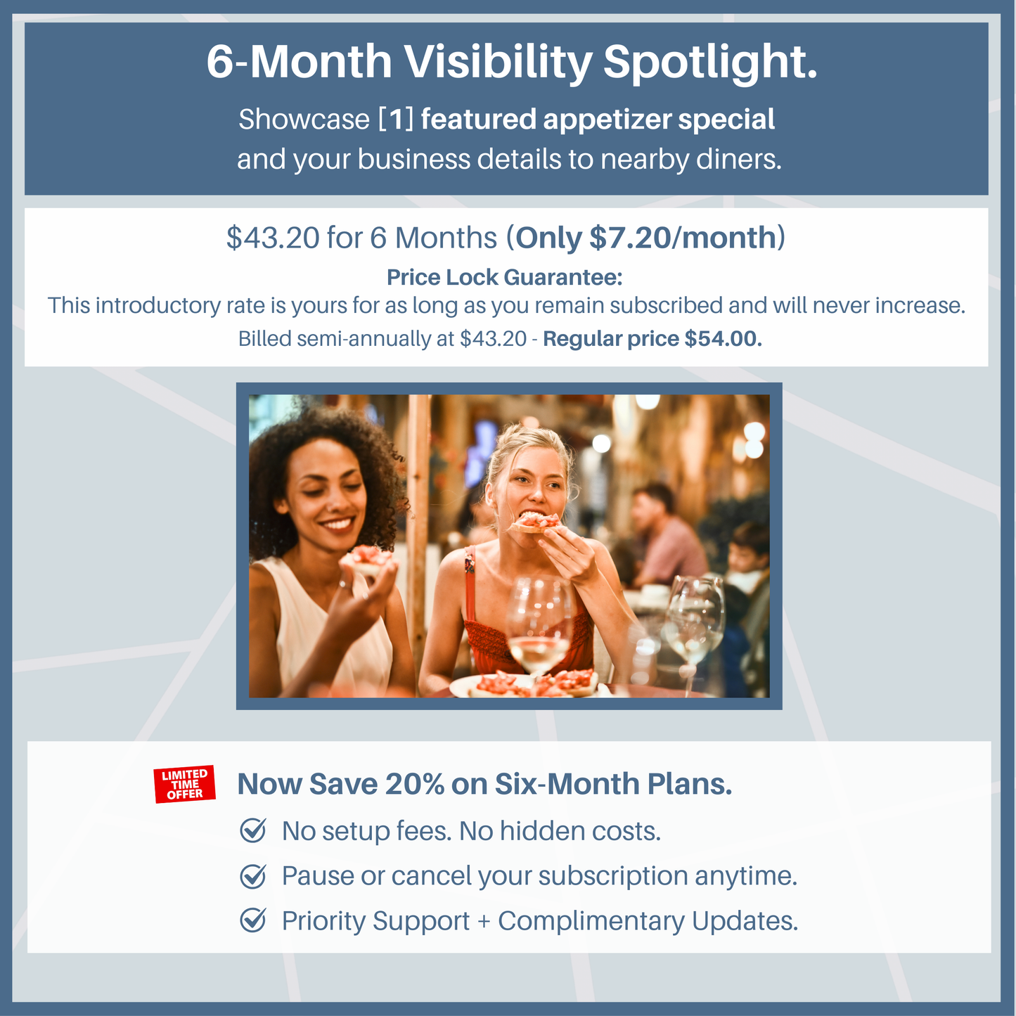 6. Six Month Subscription for Marketing 1 Appetizer Special.