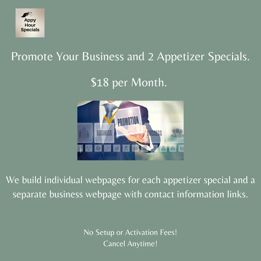 Monthly Subscription: $18/Month. Featuring 2 Establishment Specials.