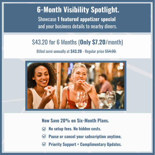 6. Six Month Subscription for Marketing 1 Appetizer Special.