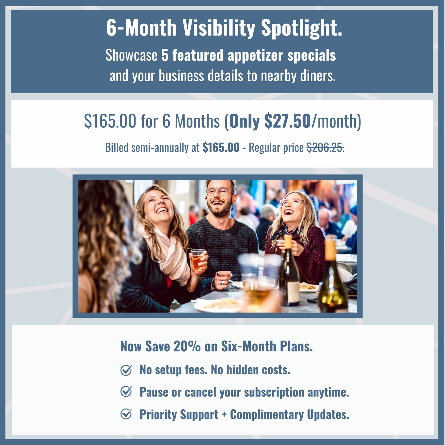 9. Six Month Subscription for Marketing 5 Appetizer Specials.