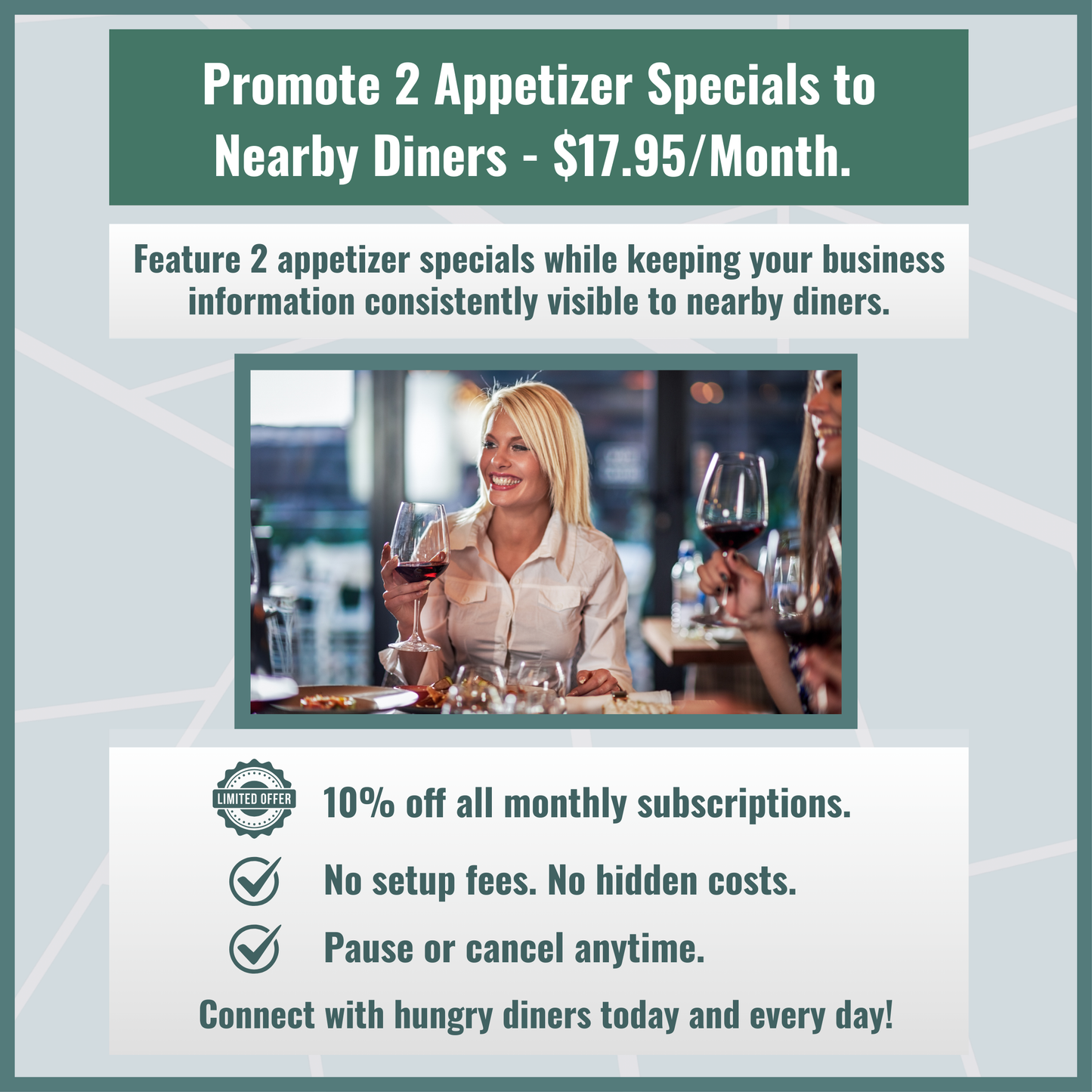 2. Monthly Subscription For Marketing For 2 Appetizer Specials.