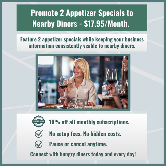 2. Monthly Subscription For Marketing For 2 Appetizer Specials.