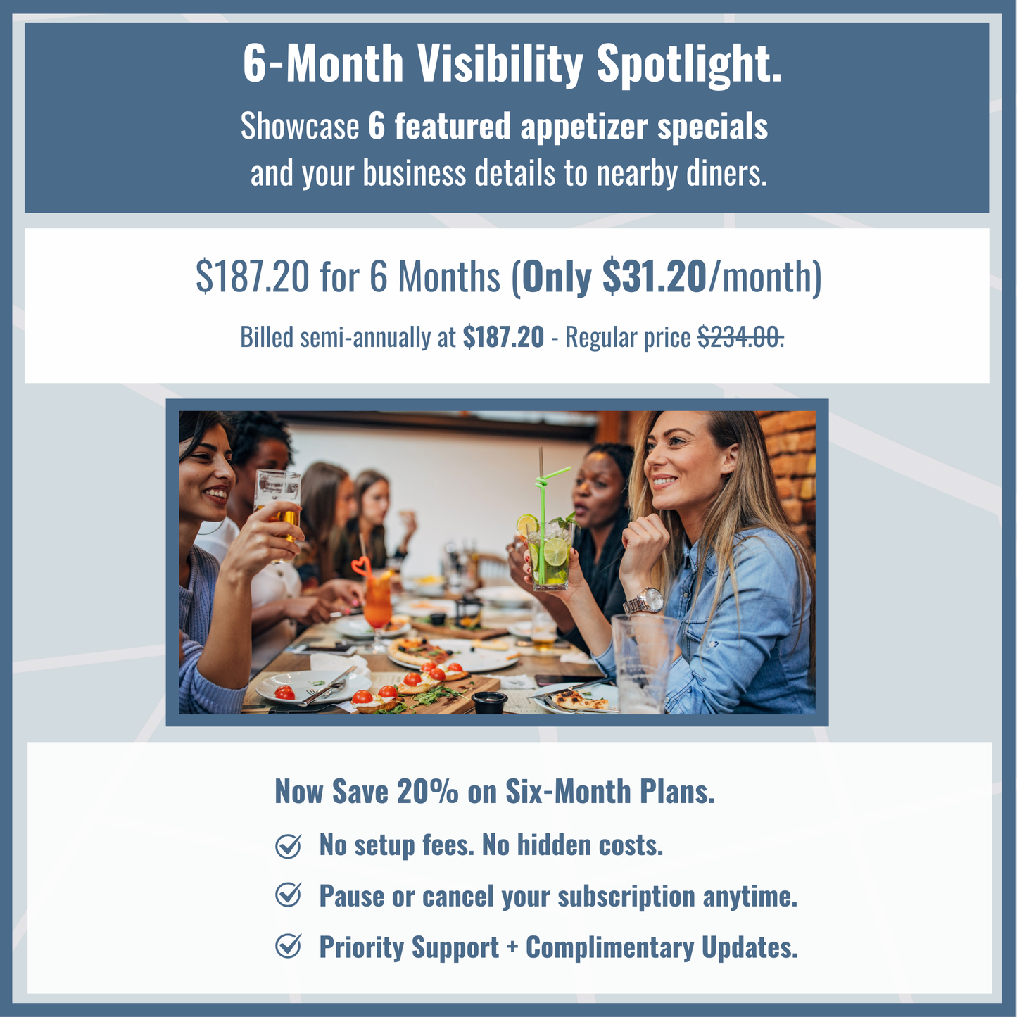 10. Six Month Subscription for Marketing 6 Appetizer Specials.