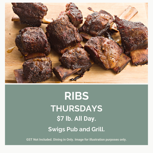 Swigs Pub and Grill. Rib Special.