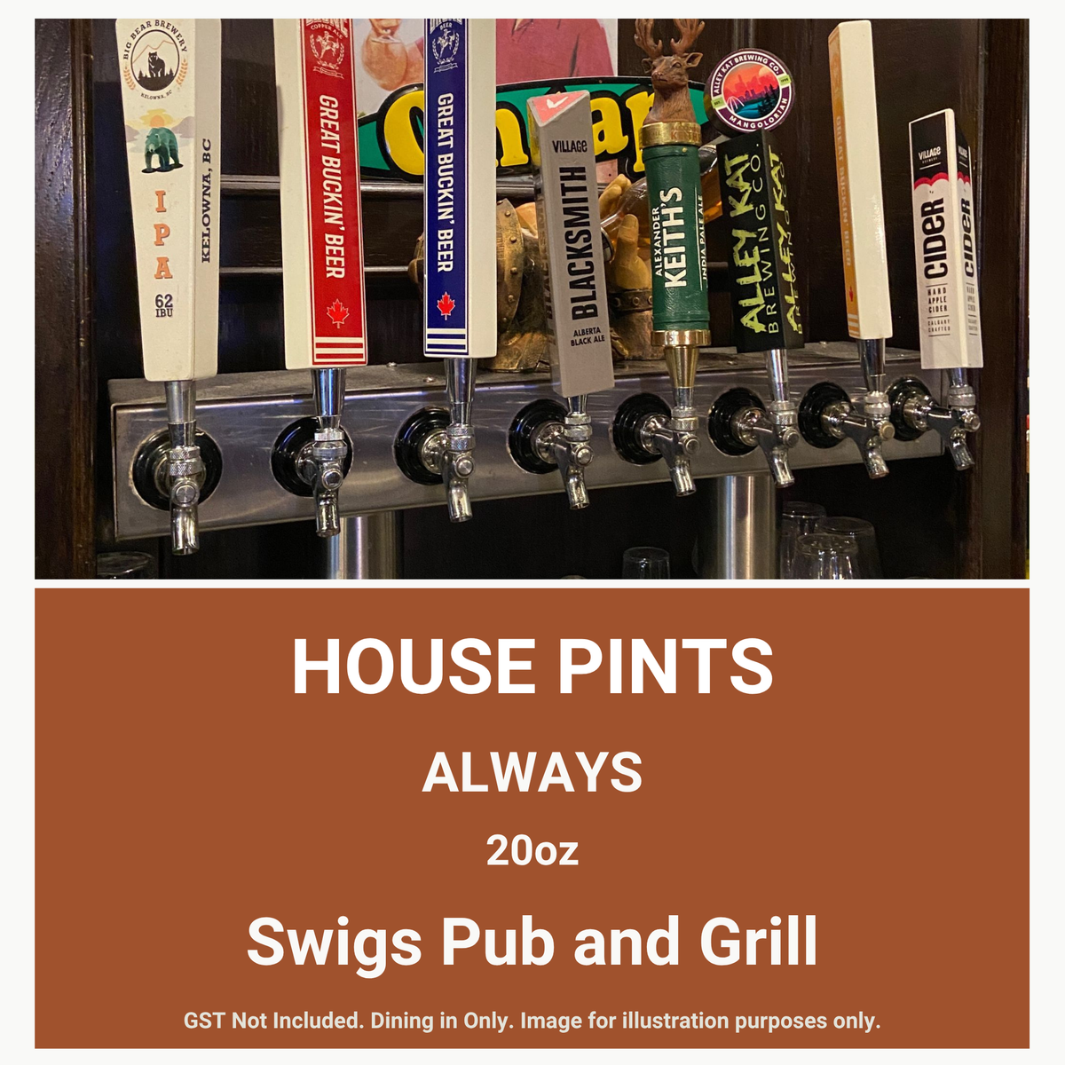 Swigs Pub & Grill Daily Draught Beer Special