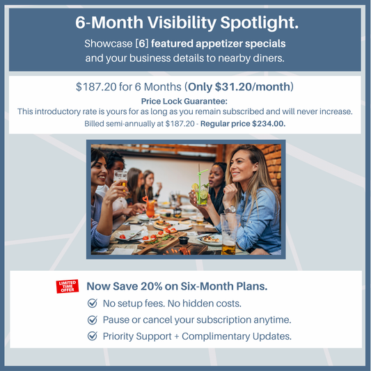 10. Six Month Subscription for Marketing 6 Appetizer Specials.